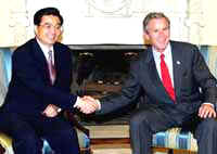 George W. Bush and Hu Jintao