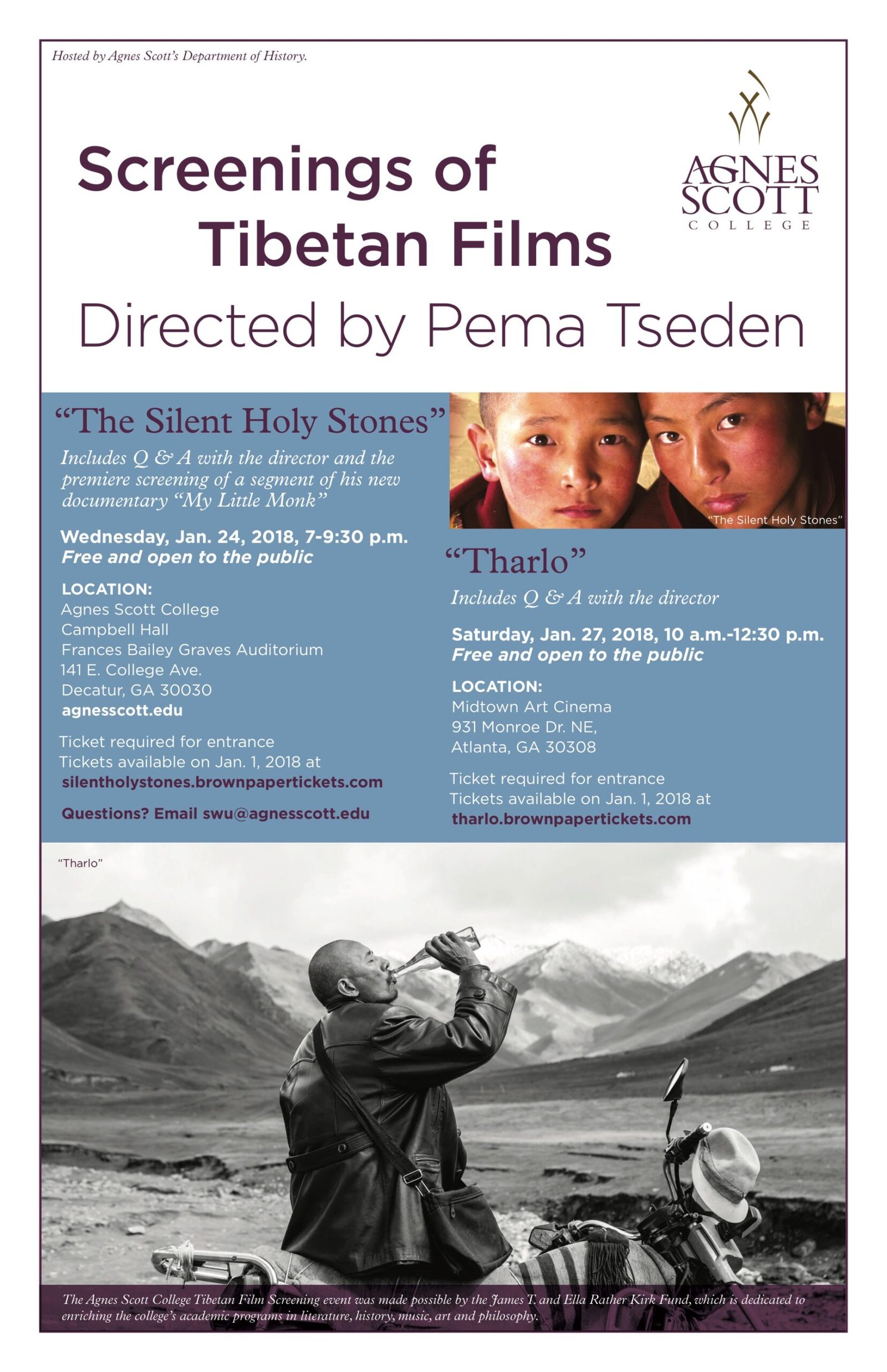 Screening of Tibetan Films at Agnes Scott College